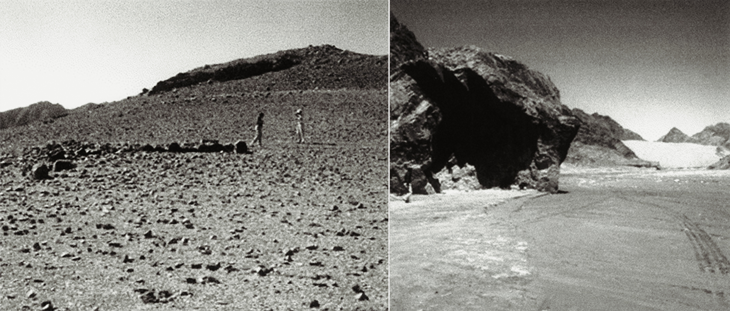 Figure 15A (left) Bu'erhan Shan hill (Urad Rear Banner, Bayannur League). Figure 15B (right) Ge'er'aobao Gou canyon (Dengkou county, Bayannur League)