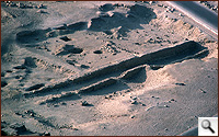 Retaining walls of a ramp at the pyramids of Khufu near the Sphinx