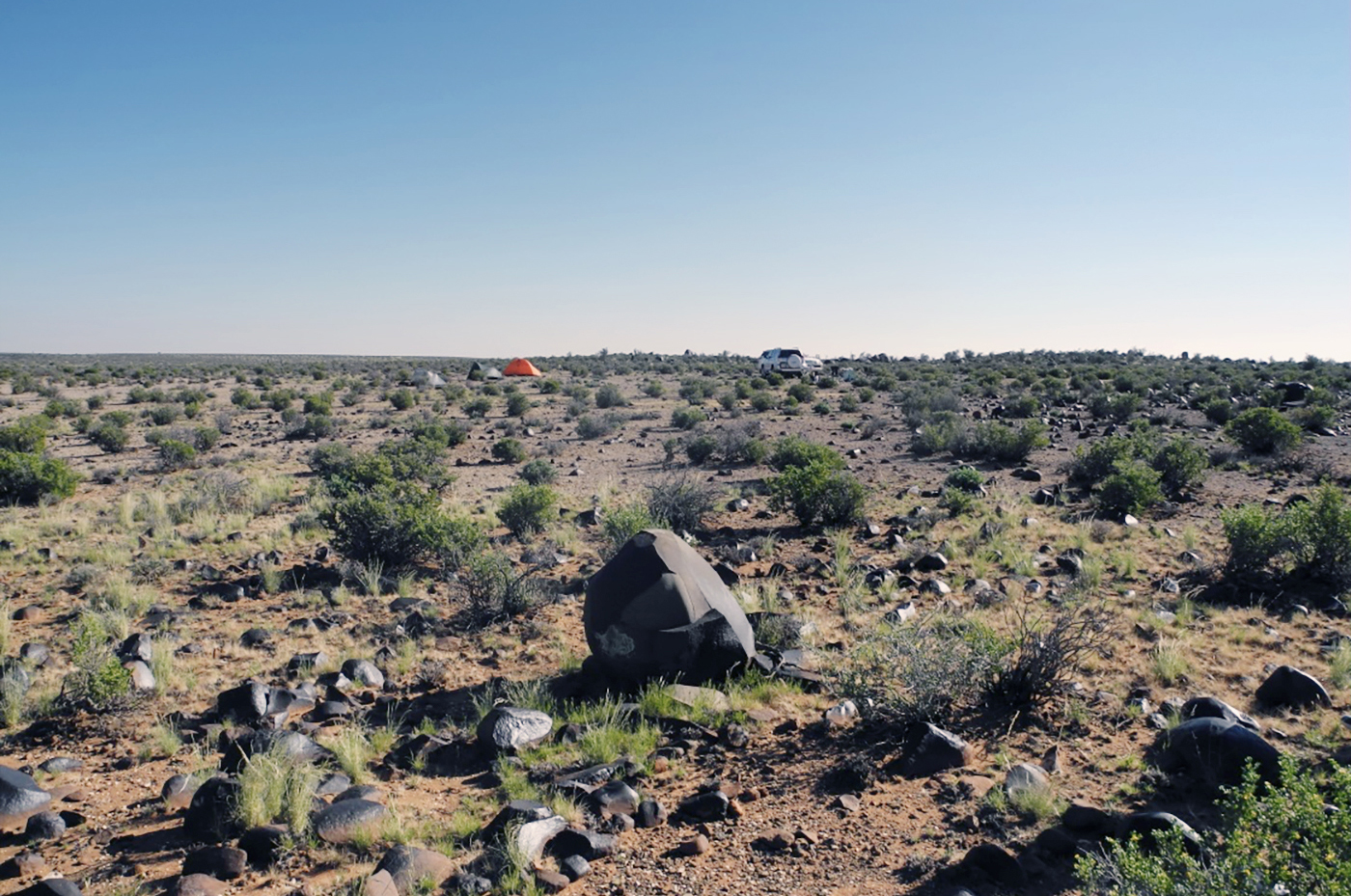 Our tents amongst the boulders, April 2021